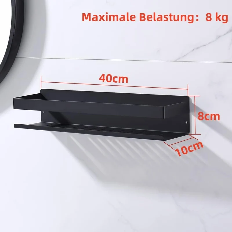 KigKog® Duschablage ohne Bohren Matt Schwarz, Duschregal Wandmontage Edelstahl Rostfreier Duschkorb