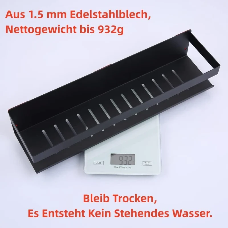 KigKog® Duschablage ohne Bohren Matt Schwarz, Duschregal Wandmontage Edelstahl Rostfreier Duschkorb