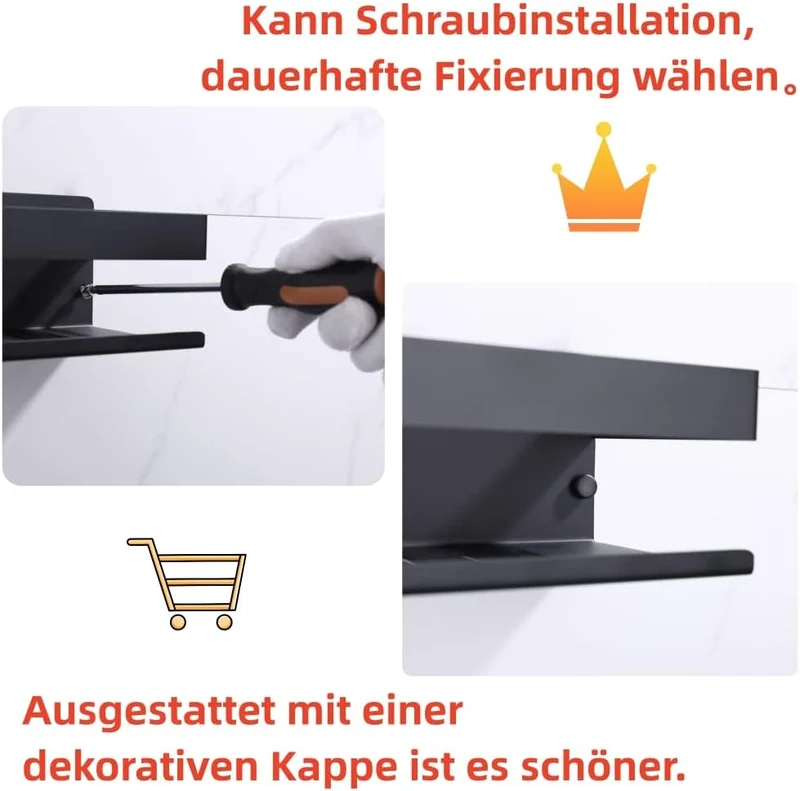 KigKog® Duschablage ohne Bohren Matt Schwarz, Duschregal Wandmontage Edelstahl Rostfreier Duschkorb