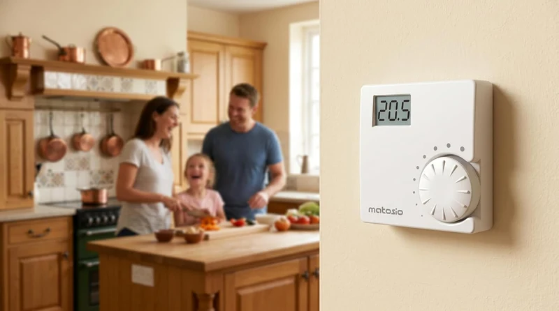 Matosio TH610 Kabelloses Thermostat mit Empfänger, Kesselthermostat, batteriebetriebener Raumthermos