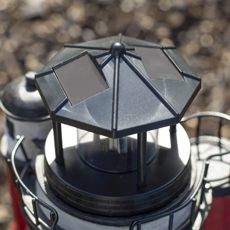 colourliving Leuchtturm Roter Sand mit LED Blinklicht Leuchtturm Solar für Draussen Maritime Dekorat