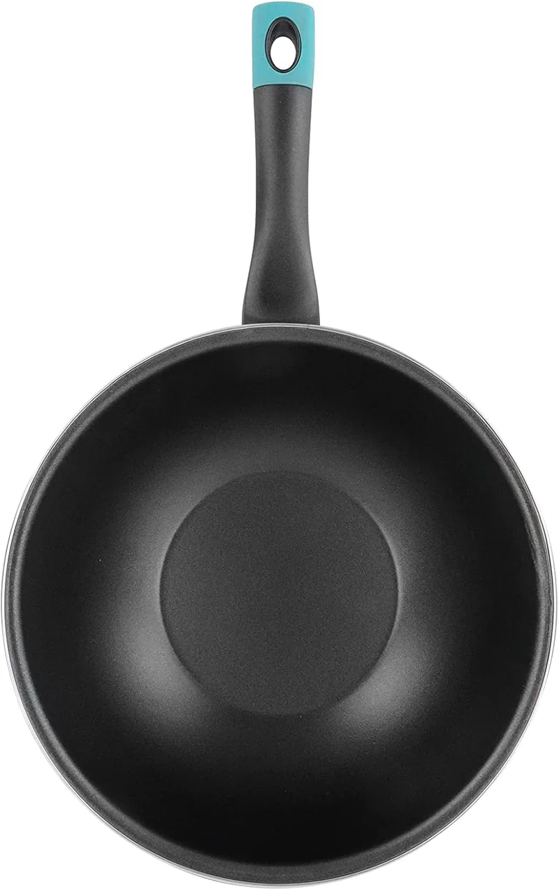 Magefesa Lotus Wok, 28 cm, aus emailliertem Stahl, aussen, blau, Antihaftbeschichtung, zweilagig, ve
