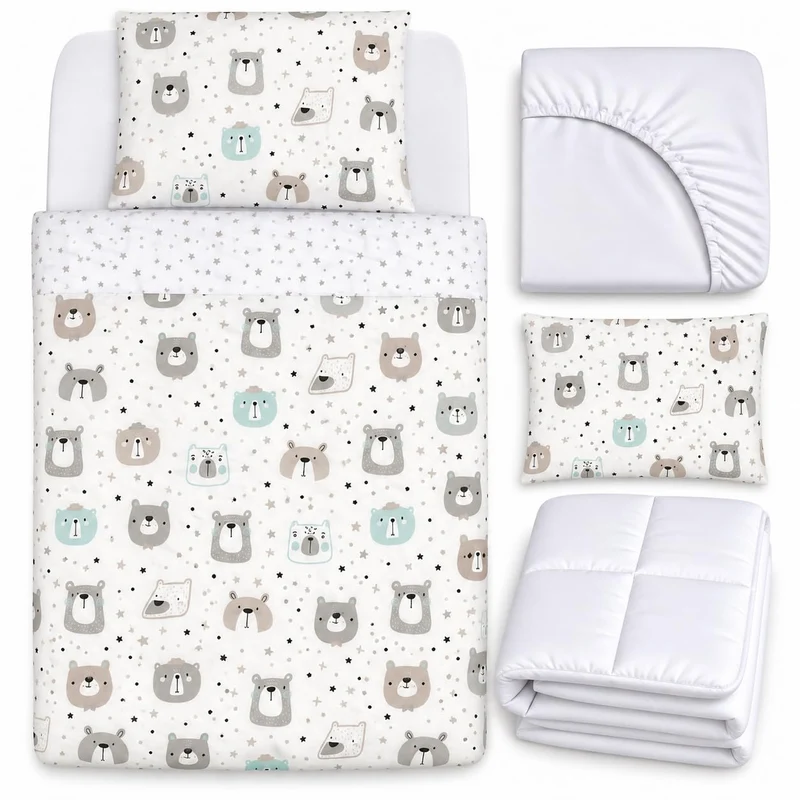 FlyIdeas Next 2 Me Beistellbett Bettwäsche-Set 83x50 cm, 4 STK. Mit Bettdecke - Spannbettlaken Babyb