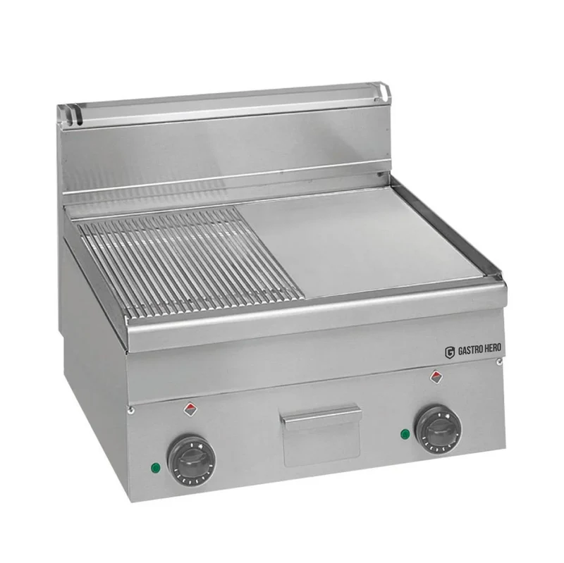 Elektro-Grillplatte Serie 600 - 60/60 - 1/2 glatt, 1/2 gerillt Tischgerät - 7,5 kW