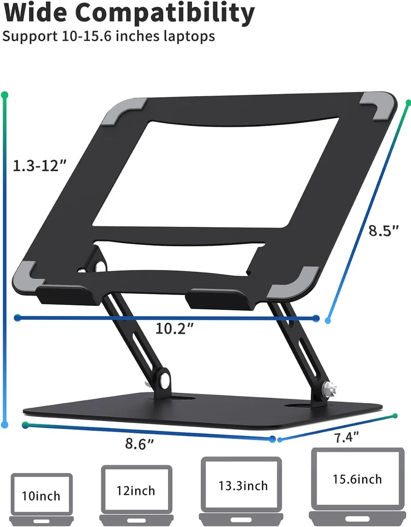 SOUNDANCE Laptop-Ständer für Schreibtisch mit Stabiler Schwerer Basis, verstellbare Höhe Multi-Winke
