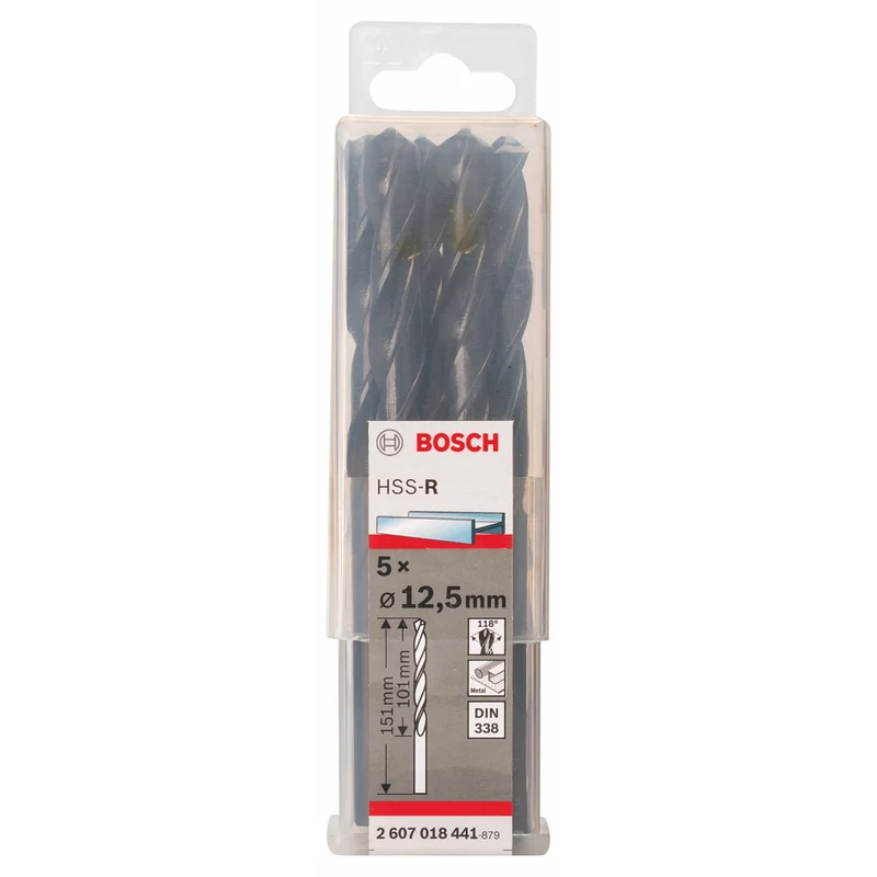 Bosch Pro Metallbohrer HSS-R rollgewalzt (5 Stück, Ø 12,5 mm) Durchmesser: 12.5/Gesamtlänge in mm: 1