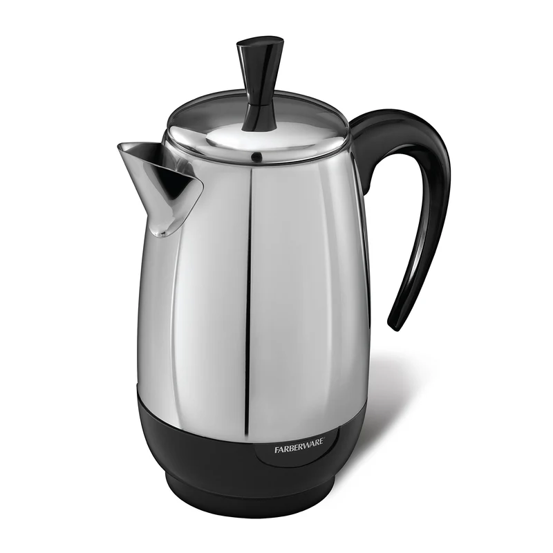 Farberware 8-Cup, Black Percolator, Stainless Steel, Perkolator für 8 Tassen, Edelstahl, FCP280, Sch