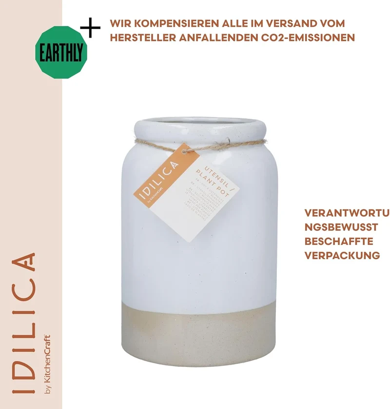 KitchenCraft IDUTENSIL Küchenutensilienhalter, Keramik, cremefarben, Utensilienhalter