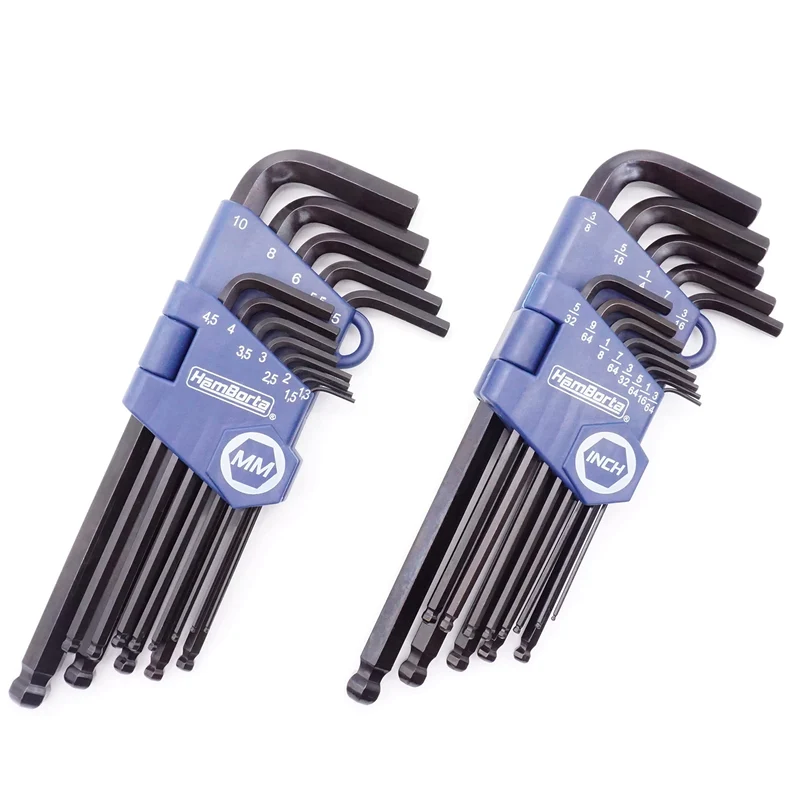 HemBorta® Innensechskant Satz 26 tlg mit Kugelkopf - Innensechskantschlüssel Set mit 12,7-10mm Metri