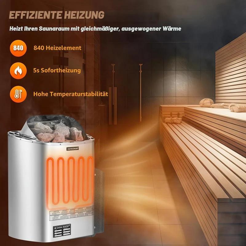 Mxmoonant 6KW Saunaofen, Digitale Display Steuerung, Elektroherd für Sauna, für Home, Hotel, Spa, Ma