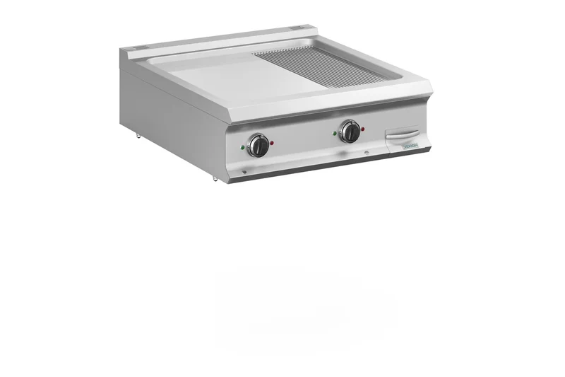 Elektro-Grillplatte Dexion Lux 980 - 80/90 - 2/3 glatt, 1/3 gerillt, verchromt - Tischgerät - 14 kW