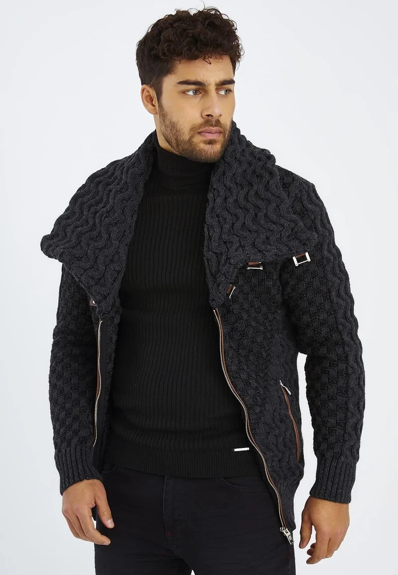 Leif Nelson Herren Strickjacke mit Reissverschluss in Regular Fit, Männer Cardigan in Langarm Design