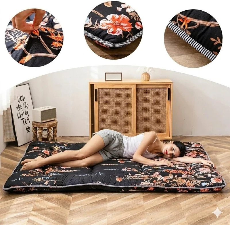 MAXYOYO Japanische Bodenmatratze Futonmatratze, Verdicken Tatami Matte Isomatte Faltbare Roll-Up Mat
