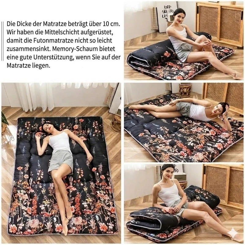MAXYOYO Japanische Bodenmatratze Futonmatratze, Verdicken Tatami Matte Isomatte Faltbare Roll-Up Mat