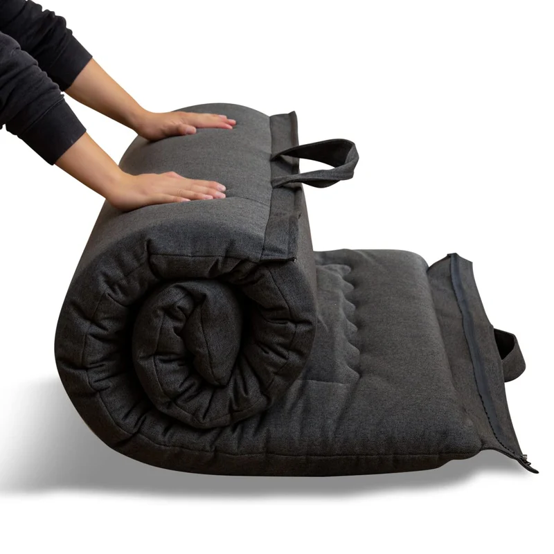 MAXYOYO Tragbarer Faltbarer Futon -Matratze, Hypoallergener Stoff Und Speicherschaummatratze Mit Gri