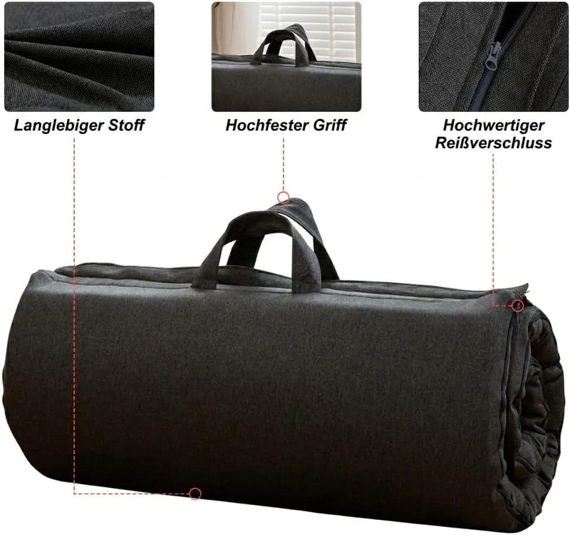 MAXYOYO Tragbarer Faltbarer Futon -Matratze, Hypoallergener Stoff Und Speicherschaummatratze Mit Gri