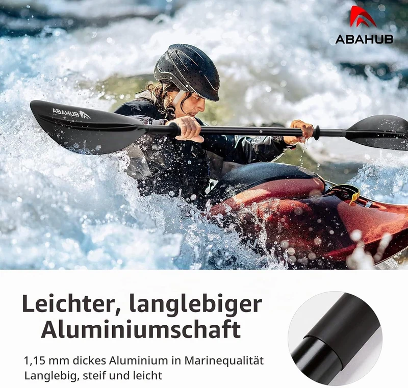 Abahub 218/230/241cm Kajak Paddel Aluminium Doppelpaddel mit Paddelleine für Kajakfahren Ruderboot K