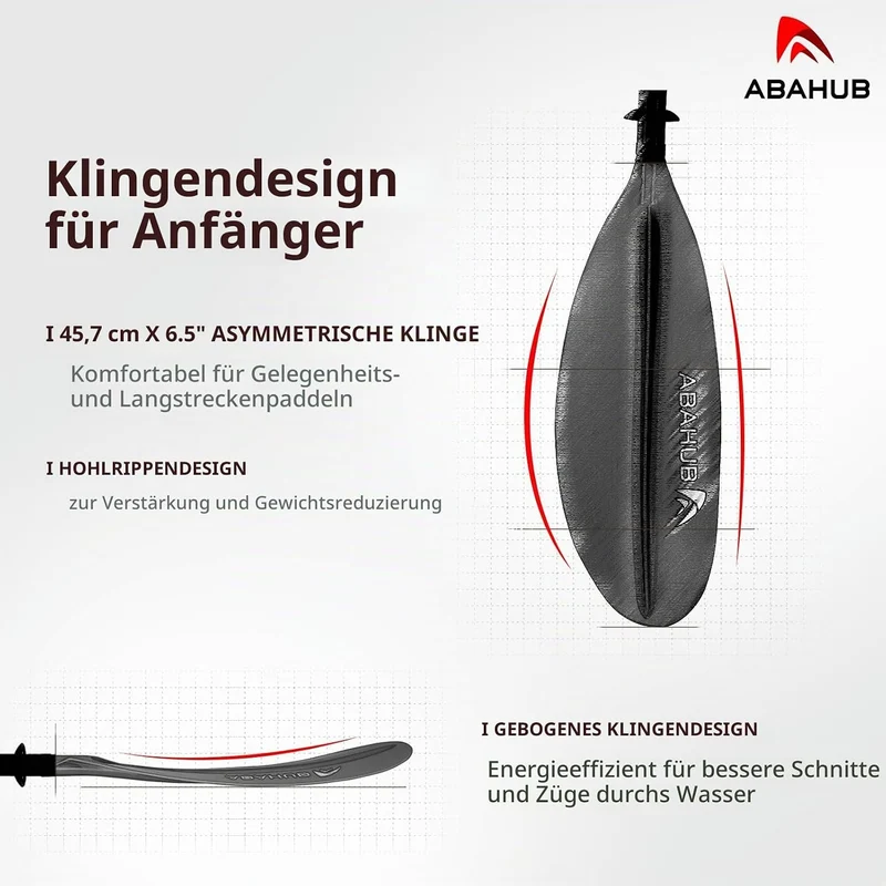 Abahub 218/230/241cm Kajak Paddel Aluminium Doppelpaddel mit Paddelleine für Kajakfahren Ruderboot K