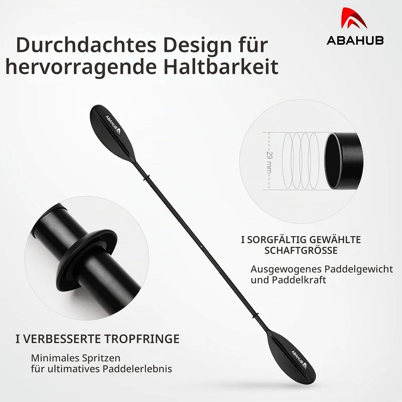 Abahub 218/230/241cm Kajak Paddel Aluminium Doppelpaddel mit Paddelleine für Kajakfahren Ruderboot K