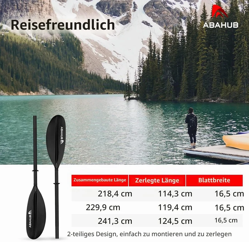 Abahub 218/230/241cm Kajak Paddel Aluminium Doppelpaddel mit Paddelleine für Kajakfahren Ruderboot K