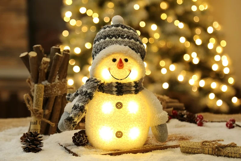 Bambelaa! Schneemann Coldy Deko LED Figuren Weihnachten Klein Grau Weiss Beleuchtet Innen Weihnachts