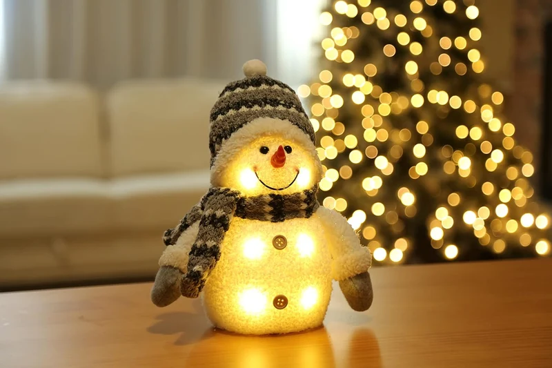 Bambelaa! Schneemann Coldy Deko LED Figuren Weihnachten Klein Grau Weiss Beleuchtet Innen Weihnachts