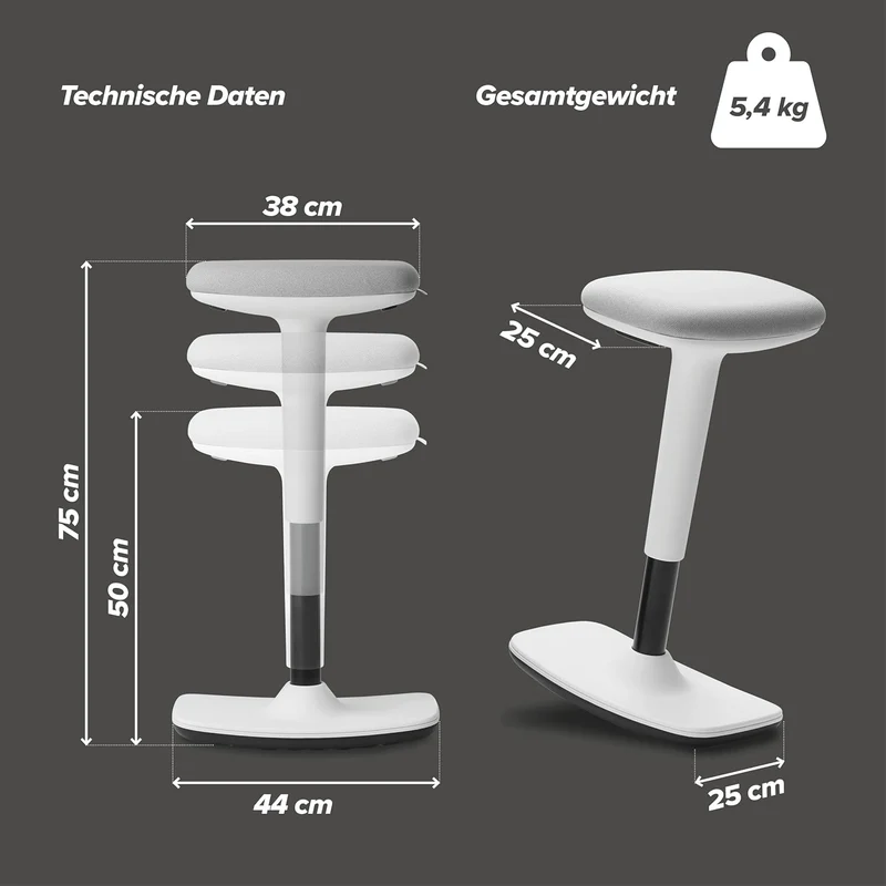TREND OFFICE to-Swift, Bürohocker, Stehsitz, Stehhilfe, Sitzhocker mit Wippfunktion ergonomisch und