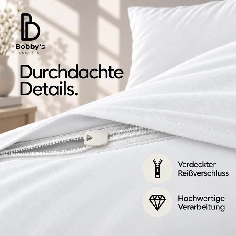 Bobby's Bedware Bettwäsche Baumwolle Made in Green | Bettdecken + Kopfkissenbezug aus 100% Renforcé