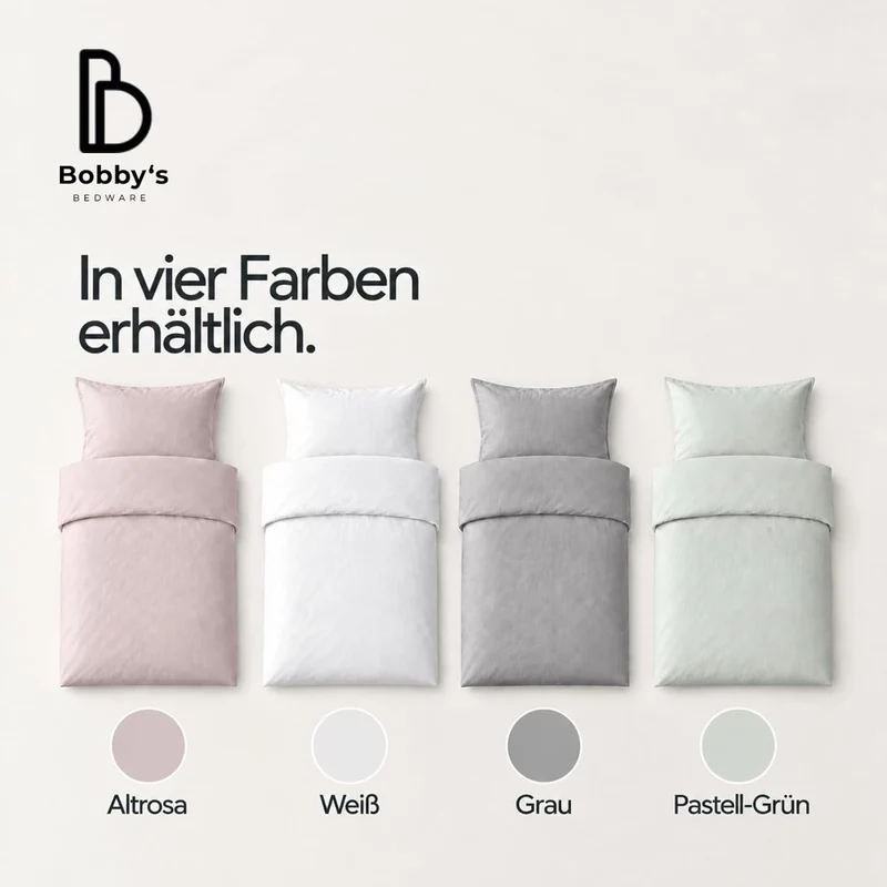 Bobby's Bedware Bettwäsche Baumwolle Made in Green | Bettdecken + Kopfkissenbezug aus 100% Renforcé