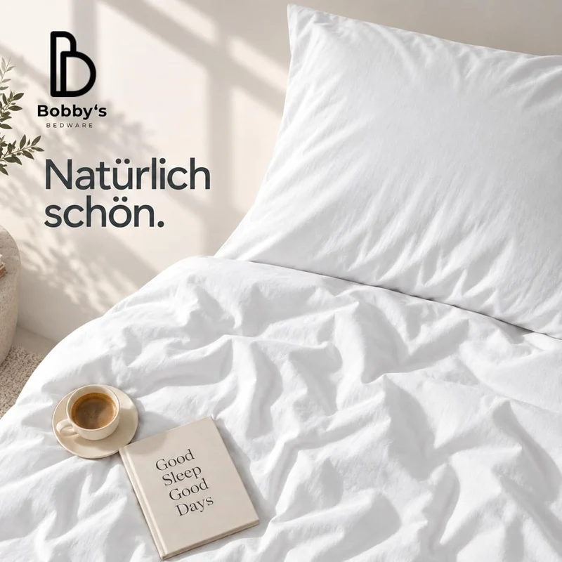 Bobby's Bedware Bettwäsche Baumwolle Made in Green | Bettdecken + Kopfkissenbezug aus 100% Renforcé