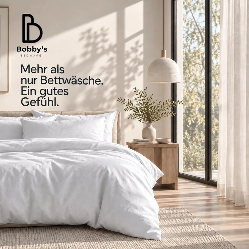 Bobby's Bedware Bettwäsche Baumwolle Made in Green | Bettdecken + Kopfkissenbezug aus 100% Renforcé
