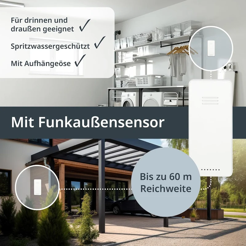 ADE Digitale Wetterstation Funk mit Aussensensor | Innen und Aussentemperatur | Luftfeuchtigkeitsmes