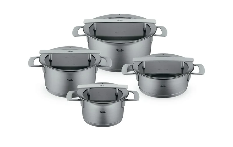 Fissler Phi Collection / Edelstahl-Topfset ,4-teilig, Töpfe mit Glas-Deckel (3 Kochtöpfe, 1 Bratento