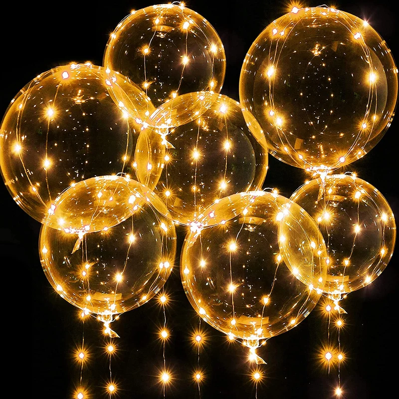Leuchtende Luftballons, 7 Packungen 20 Zoll Valentinstag Bobo Luftballons mit 10ft LED Lichterketten