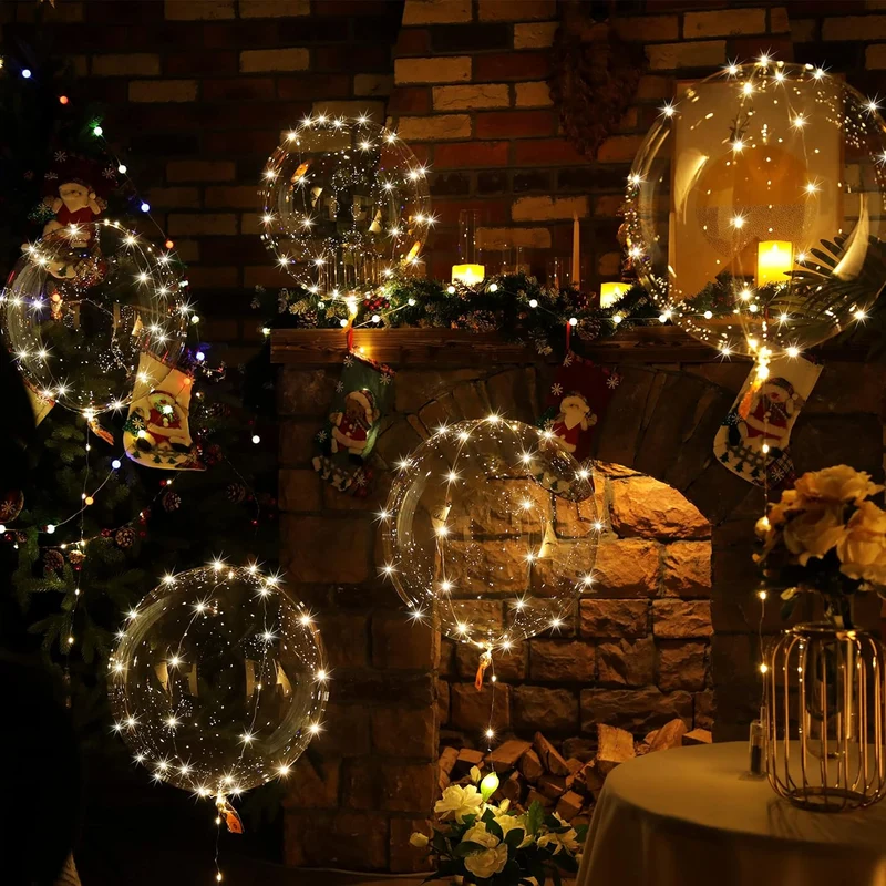 Leuchtende Luftballons, 7 Packungen 20 Zoll Valentinstag Bobo Luftballons mit 10ft LED Lichterketten