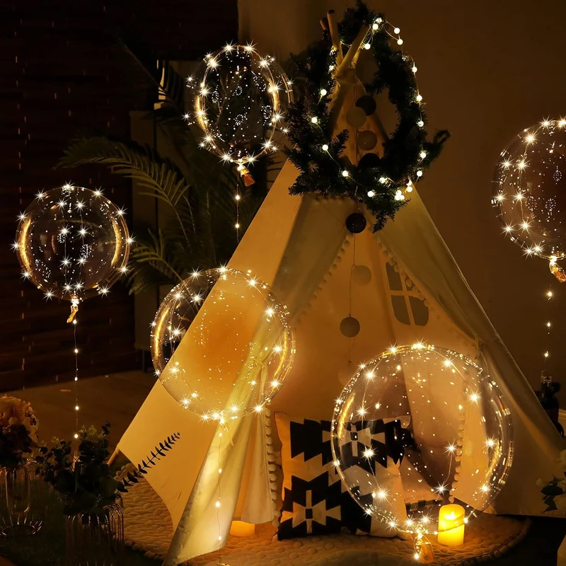 Leuchtende Luftballons, 7 Packungen 20 Zoll Valentinstag Bobo Luftballons mit 10ft LED Lichterketten