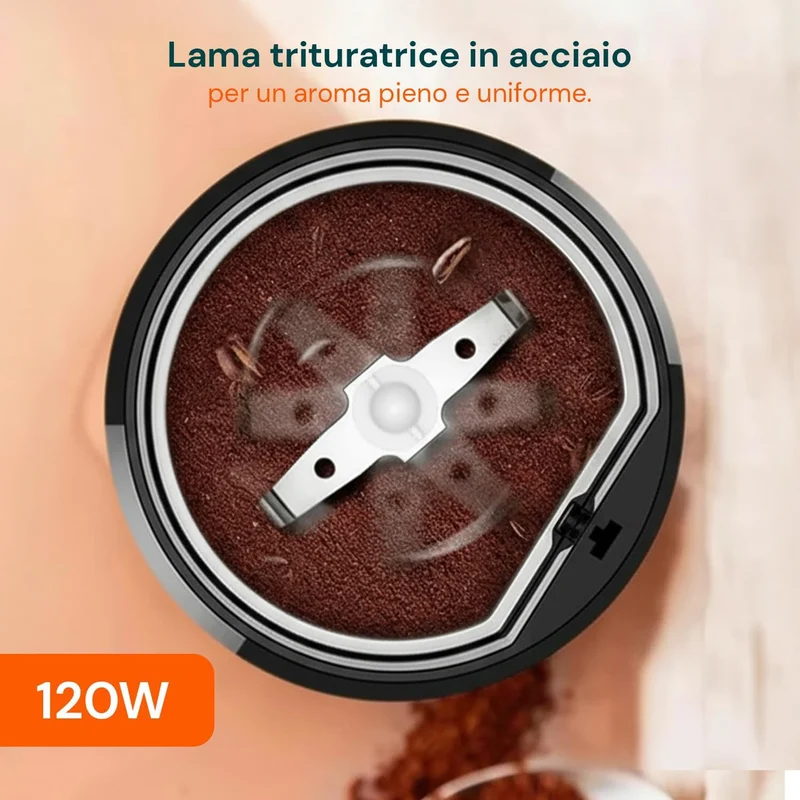 Avilia Trita Kaffeemühle 120 W mit Klingen aus Edelstahl und hygienischem Behälter aus Edelstahl