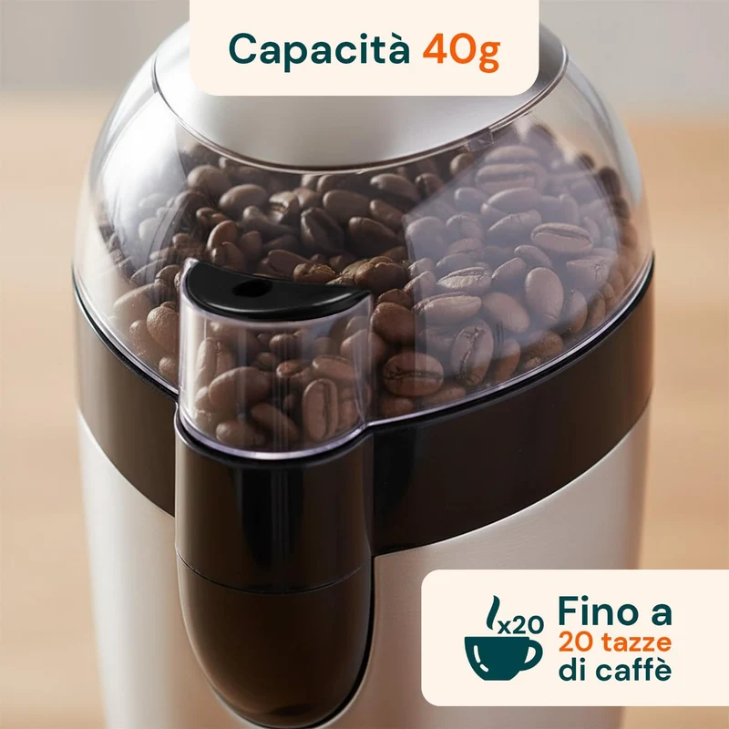 Avilia Trita Kaffeemühle 120 W mit Klingen aus Edelstahl und hygienischem Behälter aus Edelstahl