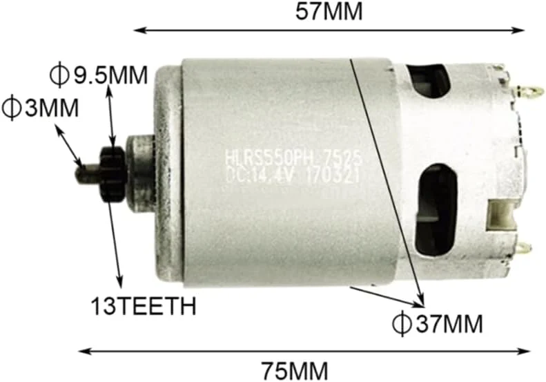 Qezodsx 14,4 V/13 ZäHne Motor Ersatzmotor für GSR14.4-2- PSR 14,4-2 PSR14.4LI-2 PSR1440LI-2 14, Bohr