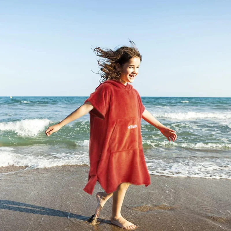 Hiturbo Kinder Wickelmantel, Handtuch Poncho Bademantel Robe mit Kapuze, für Strand, Schwimmen, Surf