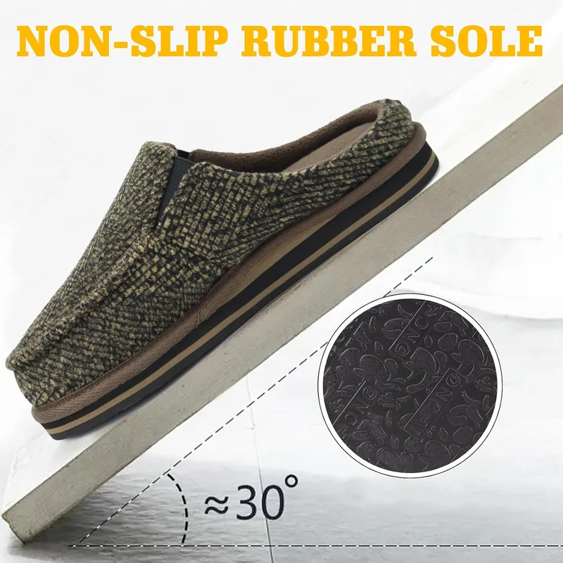 ONCAI Hausschuhe Herren Komfort Pantoffeln Plüsch Streifen Hüttenschuhe Wärme Cord Flauschig Slipper