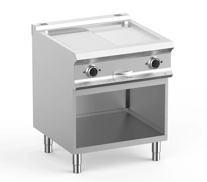 Elektrogrillplatte Dexion Lux 700 - 70/73 - ½ glatt, ½ gerillt, verchromt - 10 kW