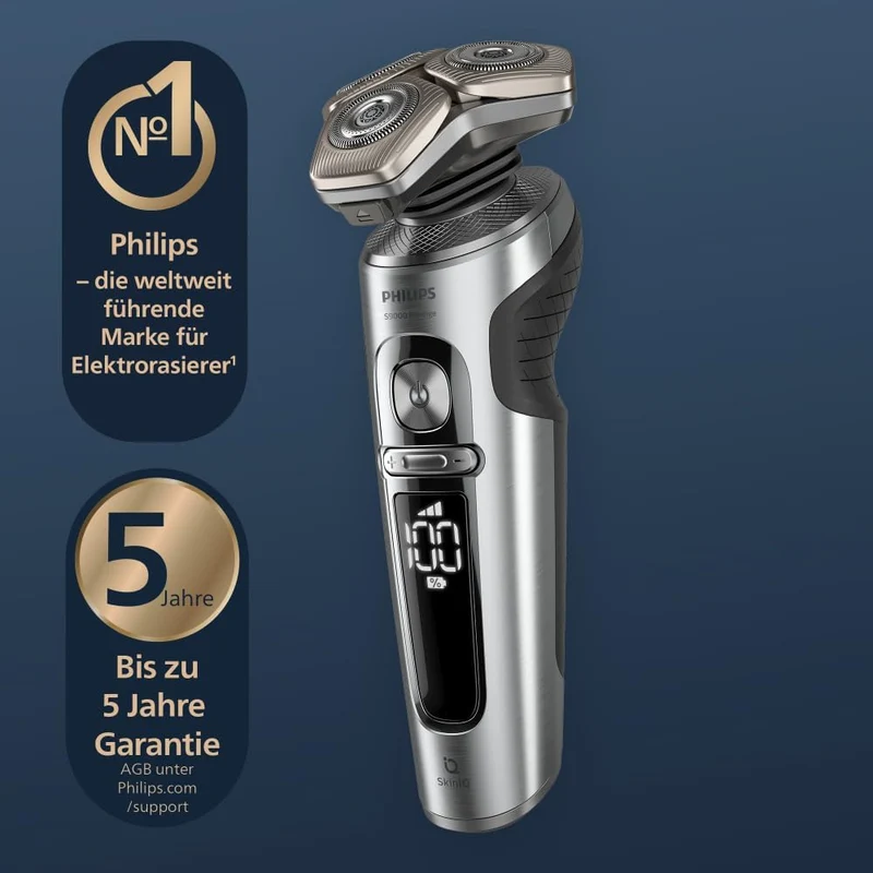 Philips Rasierer S9000 Prestige - Elektrischer Nass- und Trockenrasierer, glänzendes Chrom, Lift & C