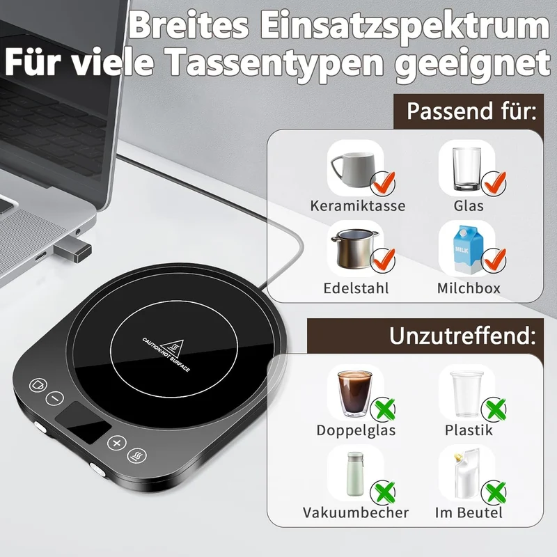 Kaffeewärmer,Aufgerüstet Tassenwärmer,Elektrischer Getränkewärmer,Kaffeetassenwärmer mit 9 Temperatu