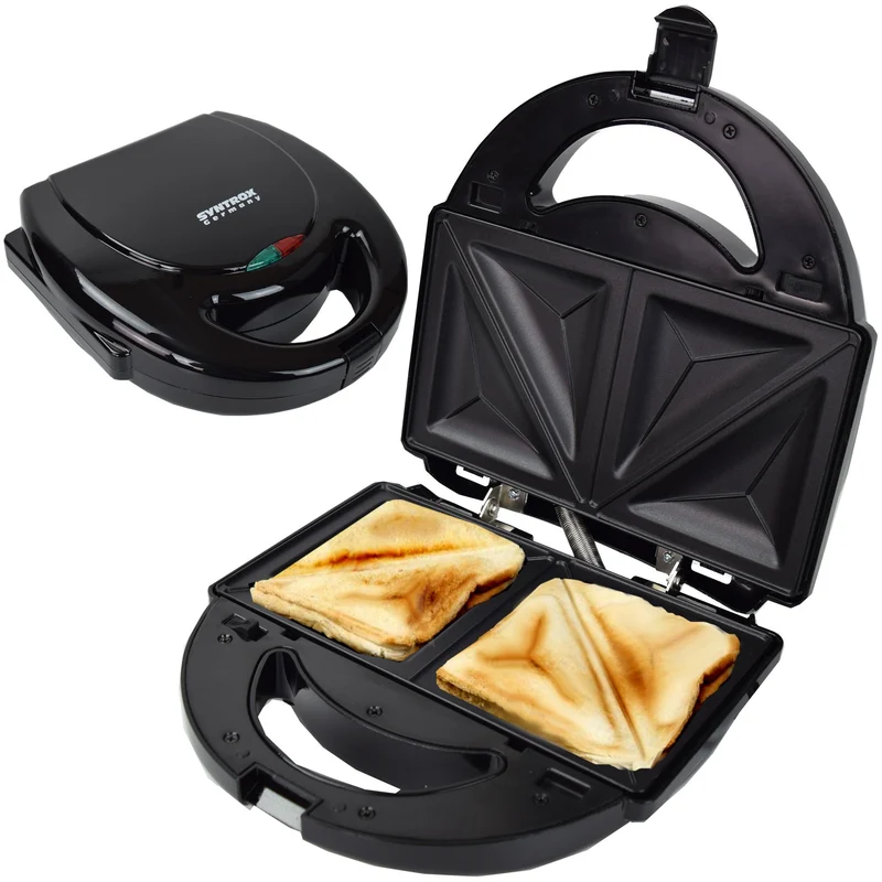 Syntrox Germany SM-750WD Sandwichmaker mit herausnehmbaren und spülmaschinengeeigneten Wechselplatte