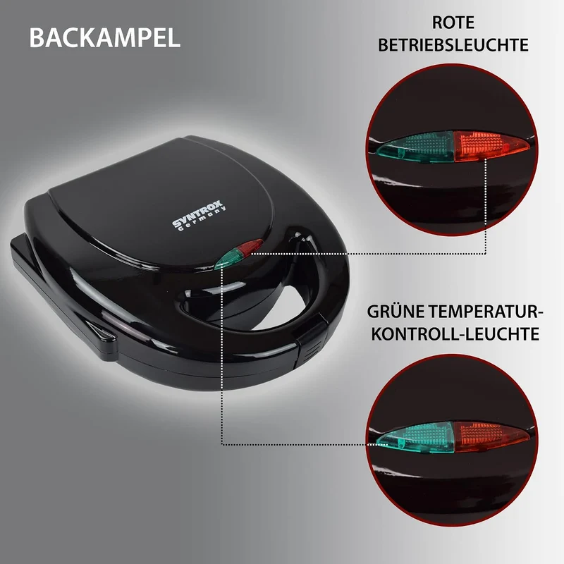Syntrox Germany SM-750WD Sandwichmaker mit herausnehmbaren und spülmaschinengeeigneten Wechselplatte