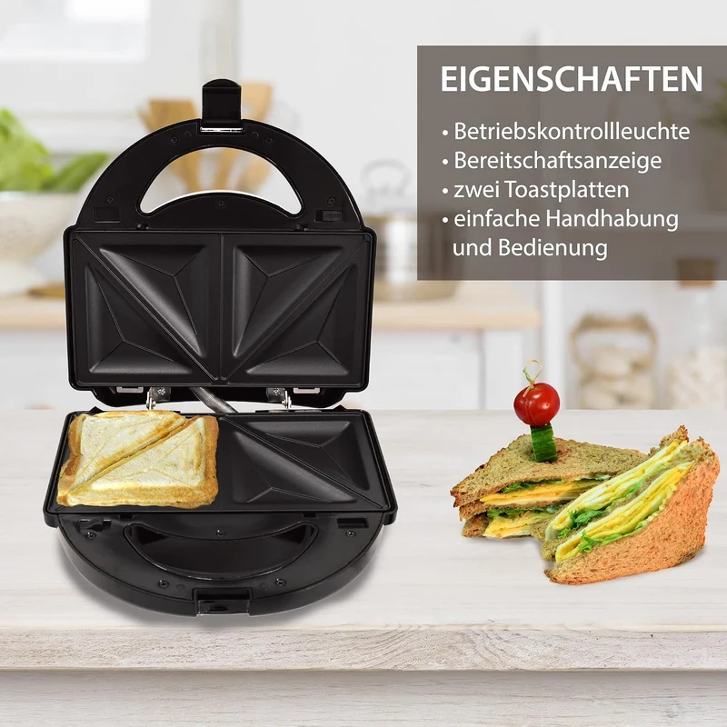 Syntrox Germany SM-750WD Sandwichmaker mit herausnehmbaren und spülmaschinengeeigneten Wechselplatte