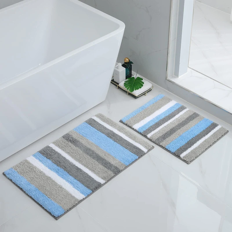 Homaxy rutschfest Badematten Set 2 teilig Mikrofaser Saugfähige Badteppich Set Weich Hochflor Badvor