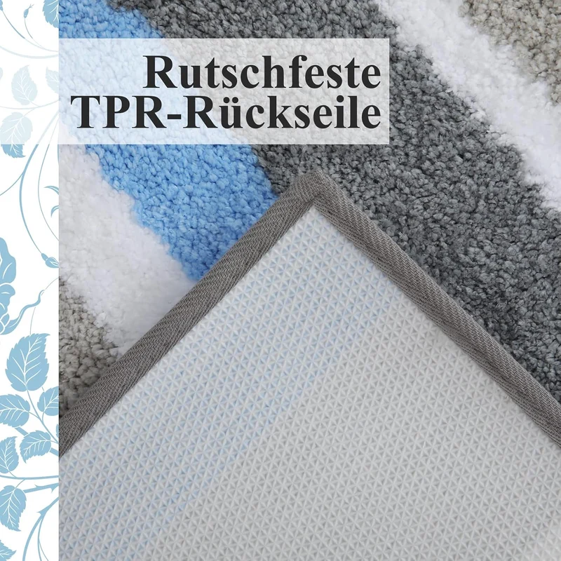 Homaxy rutschfest Badematten Set 2 teilig Mikrofaser Saugfähige Badteppich Set Weich Hochflor Badvor