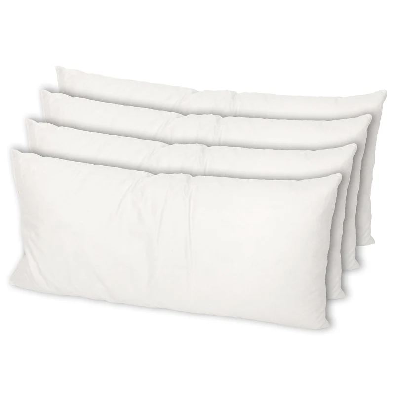 MSS e.K. 4er Set Federkissen | Grösse: 30 cm x 60 cm | Füllgewicht: je 500 Gramm | 100% Baumwolle |